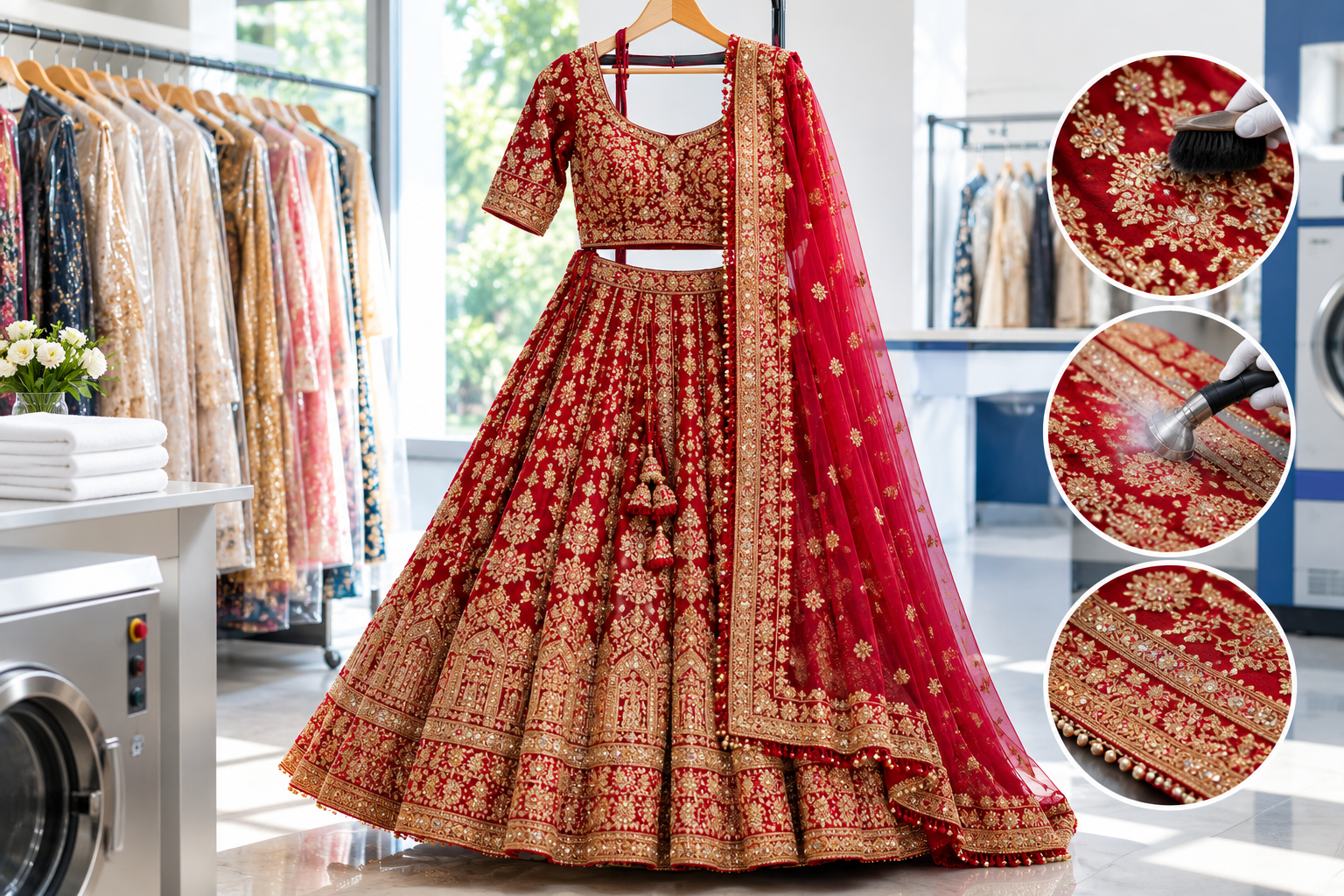 Bridal Lehenga dry cleaning in Noida